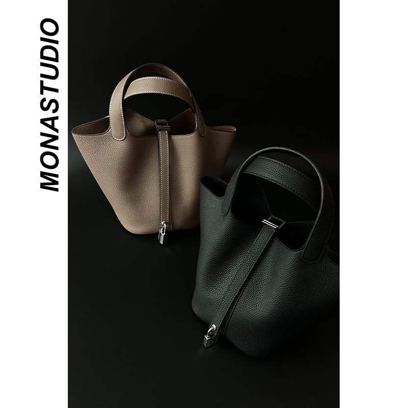 First-Layer Cowhide Bucket Bag 2026 New Versatile Genuine Leather Tote Bag Women's Bag High-End Handbag