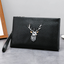 Leather handbag men's 2021 youth business clutch bag large capacity casual envelope bag head leather clutch bag