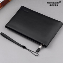 Leather Handbag Men's Large Capacity Handbag Head Layer Cowhide Handbag Envelope Bag Business Leisure Handbag Men's Bag Soft