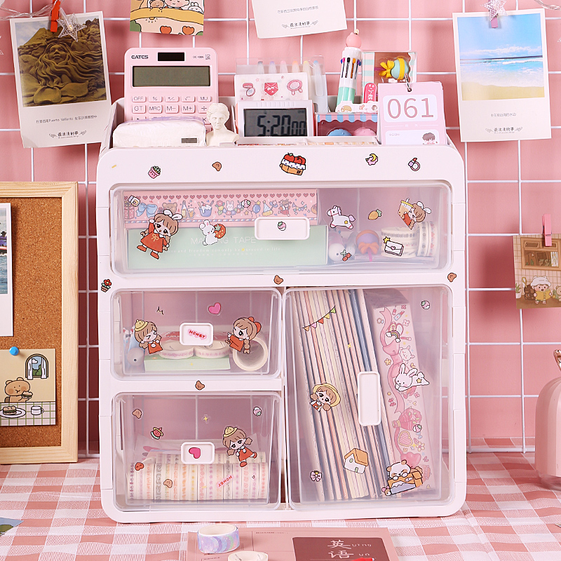 Pen holder storage box student cute desktop ins creative fashion stationery office children girls cosmetics
