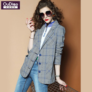 Tiêu chuẩn châu âu trạm Châu Âu 2018 mùa xuân mới hàng Châu Âu triều tính khí thời trang giản dị kẻ sọc dài phù hợp với áo khoác nữ thời trang u40