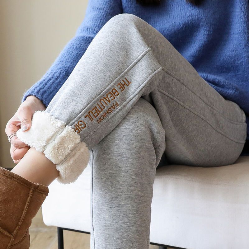 Cashmere Sweatpants for Women Made in Ordos, Loose Lamb Wool Cotton Pants for Tall People, Extra-Long Version, Winter Wear