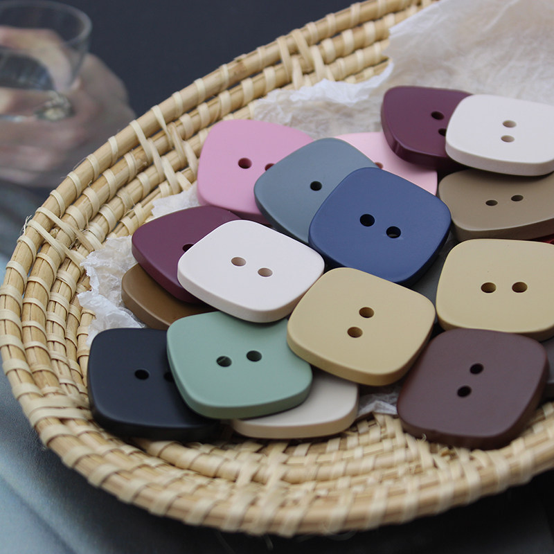 Mānu l Square Buttons square button Two-eye color large coat Matt Light Wind Coat Fur Coat Fur Coat Double Face