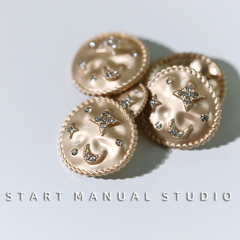 Manual Metal diamond button star moon oval decorative button coat shirt cardigan sweater button button