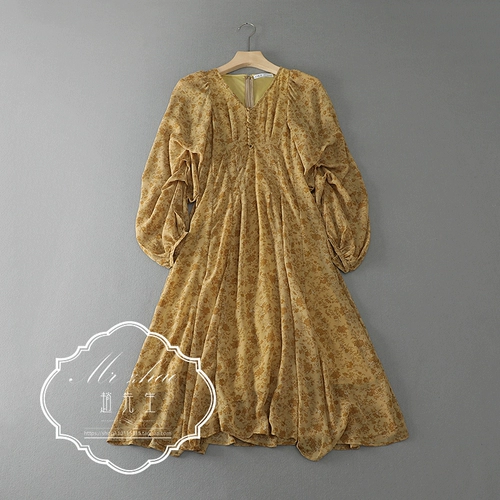 Шифоновый ретро элегантный длинный корсет, лонгслив, шифоновый с принтом, средней длины