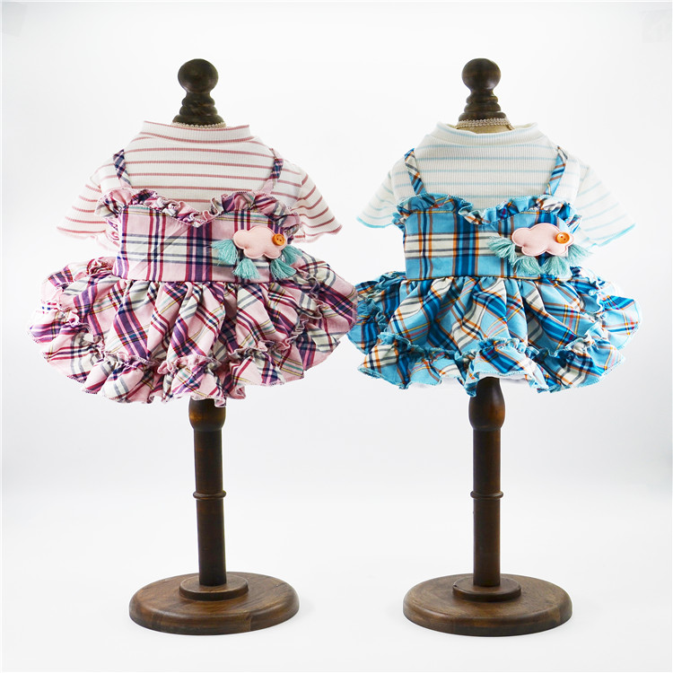 Pet Clothing Plaid Baby Bag Skirt Spring Summer Thin Skirt Teddy Skirt Bichon VIP Pet Clothes