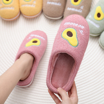 Cotton slippers for home autumn and winter home thick-soled non-slip warm indoor couple cotton slippers for men floor plush slippers for women