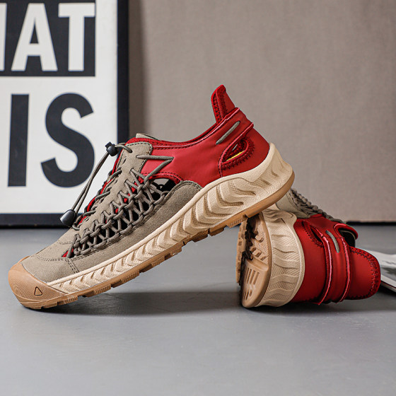 草鞋男款编织户外登山防滑涉水溯溪沙滩洞洞鞋男夏季休闲包头凉鞋