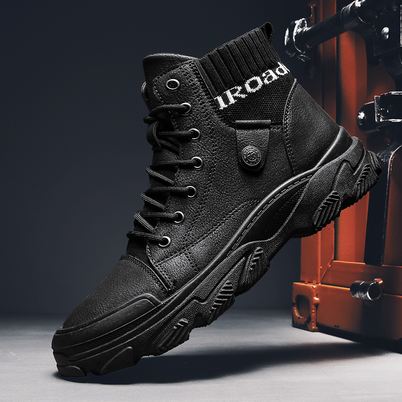 Martin Boots Man Overalls Winter Men's Shoes Snowy Desert Retro Locomotive Short Boots Waterproof High Cylinder Plus Suede Warm Cotton Shoes