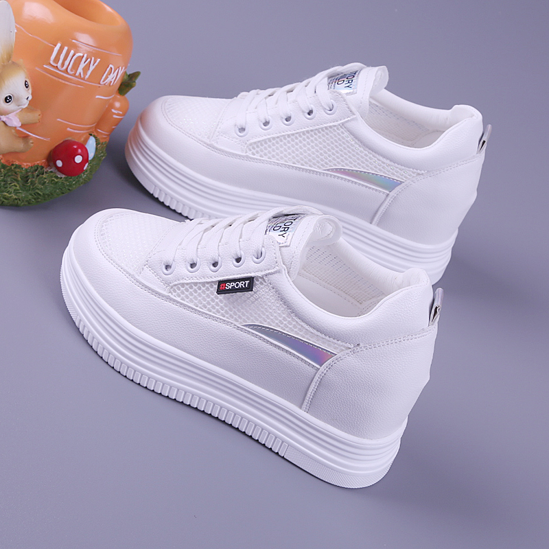 Platform Thick-Soled Women's Shoes 2026 Spring and Summer New Style Hollow Breathable Women's Mesh Shoes Slimming Casual Height-Increasing White Shoes for Women Platform Thick-Soled Women's Shoes 2026 Spring and Summer New Style Hollow Breathable Women's Mesh Shoes Slimming Casual Height-Increasing White Shoes for Women