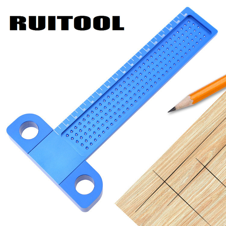 RUITOOL woodworking scribing ruler 160mm hole ruler aluminum alloy T-shaped ruler woodworking scribing device