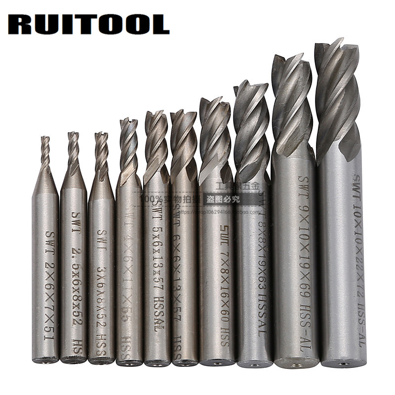 RUITOOL Southwest SWT super hard straight shank end mill 4-blade white steel high-speed network HSS 2-12mm large stock