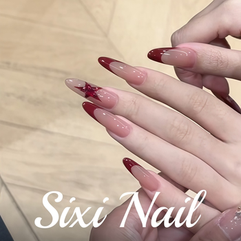 French red manicure patch bow handmade wearable nails 2025 new year style high-end whitening fake nails