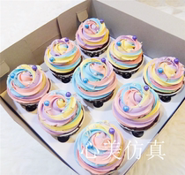 Simulation of fake cupcake dessert model early education wedding hotel window shooting props pink one