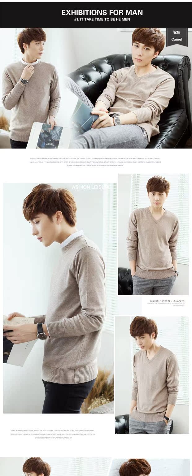 Mùa thu và mùa đông áo len cổ chữ V cho nam áo len cashmere đầu rắn màu lỏng lẻo chạm đáy áo len rộng kích thước dày áo len nam áo thun nam hàng hiệu