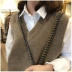 19 Mùa xuân và mùa thu Hàn Quốc cùng một đoạn kích thước lớn lỏng ngắn cổ chữ V áo thun dệt kim cashmere vest vest nữ áo len - Đan Cardigan Đan Cardigan