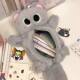 2024 new gray plush kitten pencil bag high-value desktop large capacity student pencil case cute storage bag