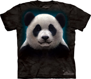 Themountain dark blue giant panda short sleeve summer men's pure cotton large size short sleeves