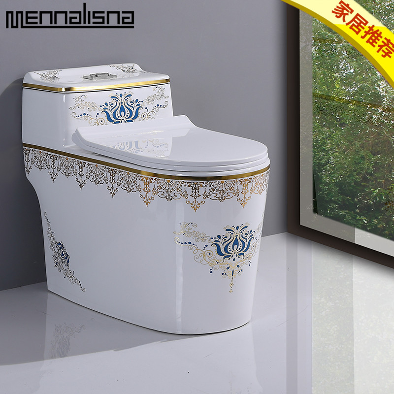 Mona Lisa toilet water pumping silent super-swirling siphon-type toilet sitting toilet water-saving make-up room Colour toilet