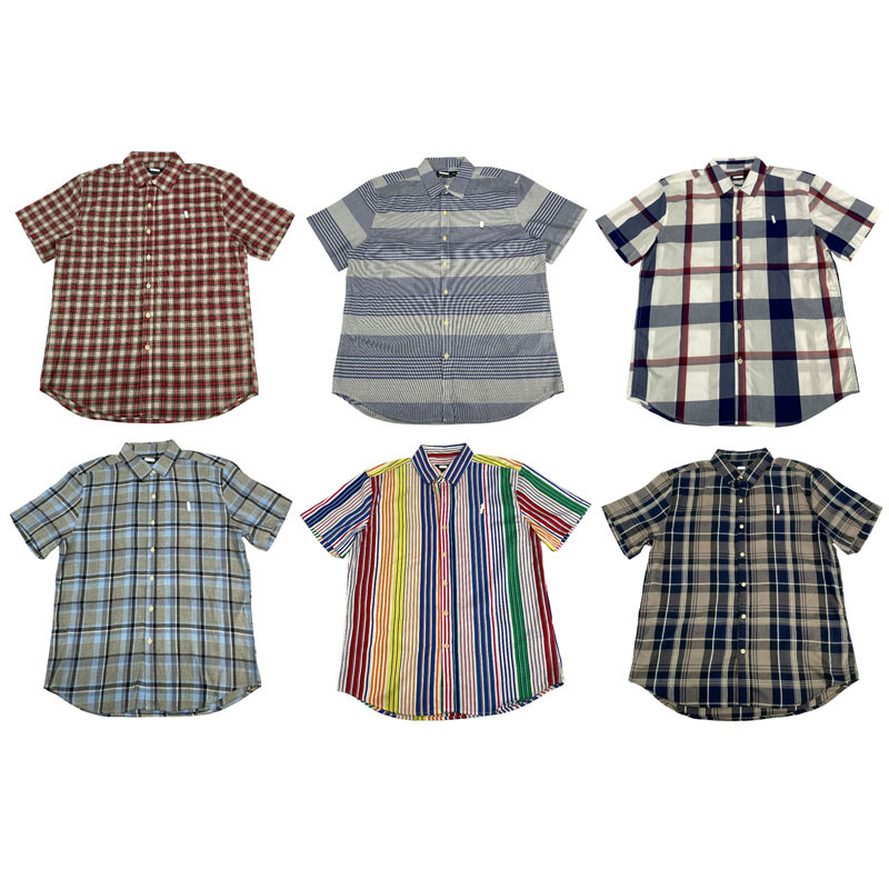 Vintage Retro Summer Casual Plaid Stripesd Short-Sleeved Shirt for Men and Women C32