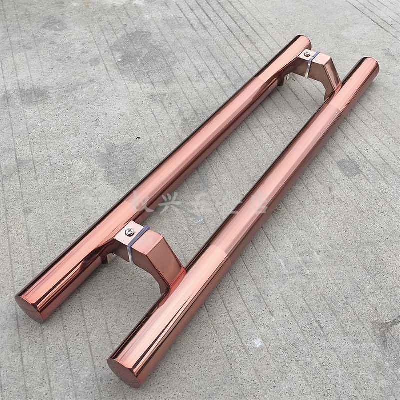 Thickened Stainless Steel Rose Gold Glass Door Handle Horse Hooded Feet Big Handle With Frame Door Handle Diagonal Foot Side Mount Handle-Taobao