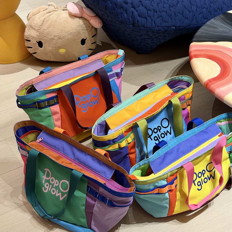 Large Capacity Popoglow Colorful Large Tote 30L Single Shoulder Strap Zipper Handbag Alpaca Dopamine Tote Bag
