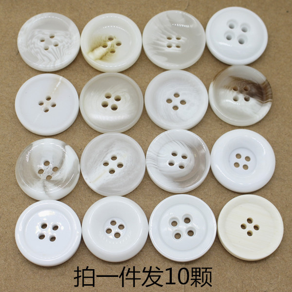 Round High-End Coat Buttons, Trench Coat Buttons, Suit Jacket Buttons, Sweater Buttons, White Beige Four-Hole Buttons, Resin Large Buttons