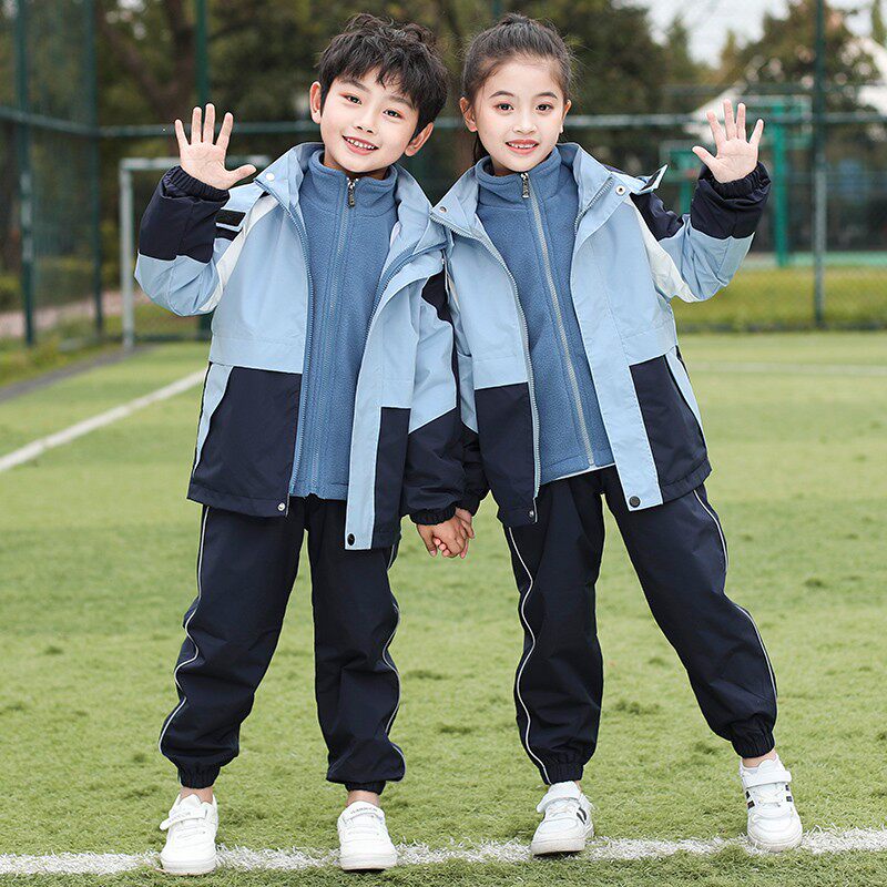 School uniforms for primary and middle school students, three sets of spring and autumn clothes children's autumn class clothes kindergarten garden clothes for autumn and winter suits