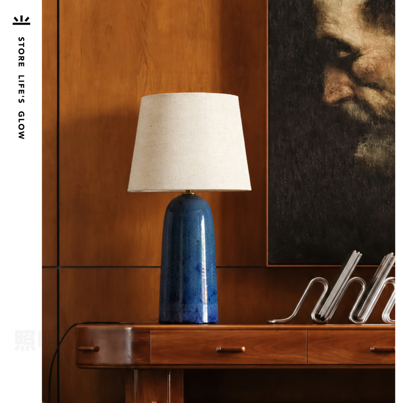 Vintage Onta Replica Ceramic Table Lamp, Handcrafted with Glaze, Retro Bedroom Bedside Lamp, Suitable for Guesthouses and Hotels Vintage Onta Replica Ceramic Table Lamp, Handcrafted with Glaze, Retro Bedroom Bedside Lamp, Suitable for Guesthouses and Hotels