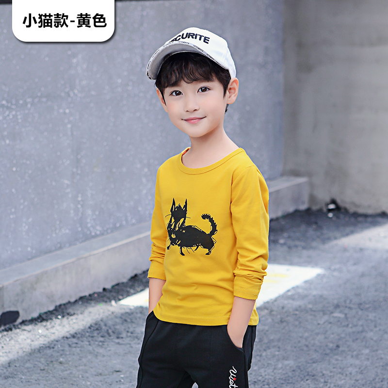 Boys dài sleevet t-shirt cotton 2020 đáy-up mỏng vừa trẻ em mùa thu áo đầu bé mùa xuân mới váy trẻ em.