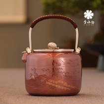 Li Xiaobai silver pot pure silver 9999 silver pot burning water silver pot bronze bag silver silver pot master chisel engraving silver pot