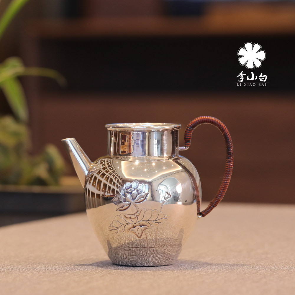 Li Xiaobai pure silver 9999 fair cup Carved Lotus Public Cup Pure Handmade Pure Silver Male Cup Fair Cup