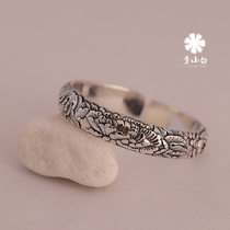 Li Xiaobai pure silver bracelet pure handmade pure silver 9999 master chisel-engraved bracelet