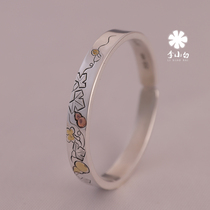 Li Xiaobai pure silver bracelet pure handmade pure silver 9999 master chisel-engraved bracelet