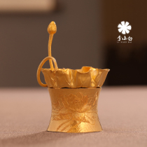 Li Xiaobai Pure Gold 9999 Tea Road Accessories Pure Gold Tea Leak Suit Pure Handmade Lotus Leaf Tea Leakage Suit