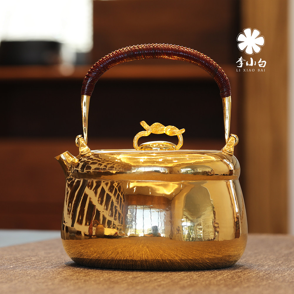 Li Xiao silver kettle Pure gold jug Pure gold kettle Gold kettle Tea kettle Gold Kettle Pure hand