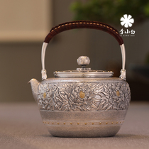 Li Xiaosilver pot pure silver 9999 burnt water silver jug pure handmade with boiling kettle silver jug cooking teapot