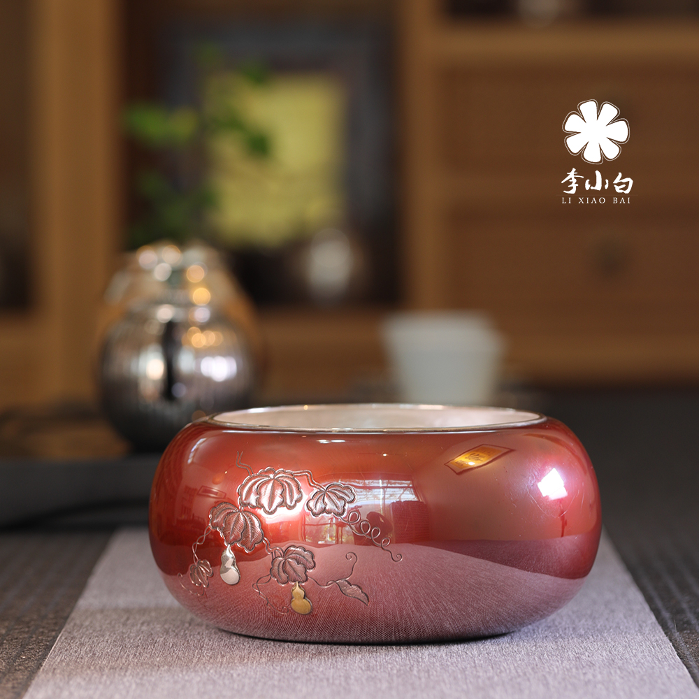 Li Xiaobai pure silver 9999 tea road accessories pure silver tea matching copper bag silver Jianshui pure silver Jianshui