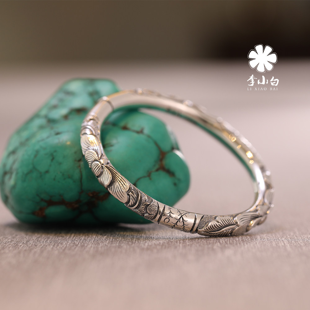 Li Xiaobai 9999 sterling silver bracelet handmade sterling silver bracelet hollow rosette sterling silver bracelet silver jewelry