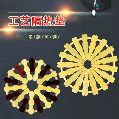 6-piece heat insulation mat bamboo placemat thickened bamboo anti-scalding table mat pot mat bamboo coaster bowl mat plate mat