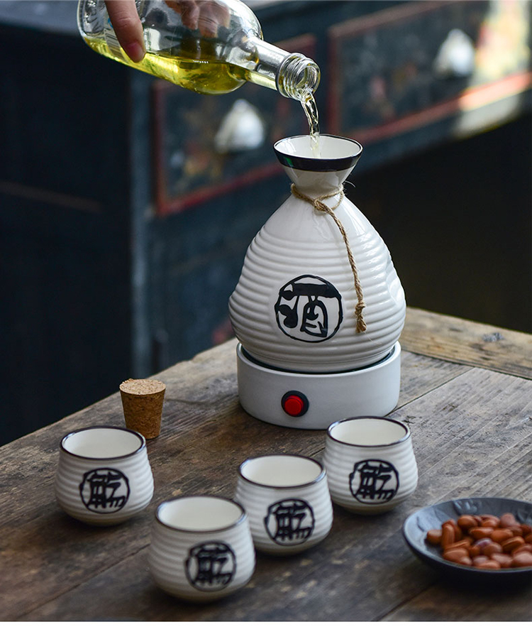 Đồ tự nhiên Ấm hơn shochu nồi nhà gốm Trung Quốc rượu vang cổ đặt rượu vang vàng rượu vang trắng chén nồi nóng - Rượu vang ly rượu vang pha lê