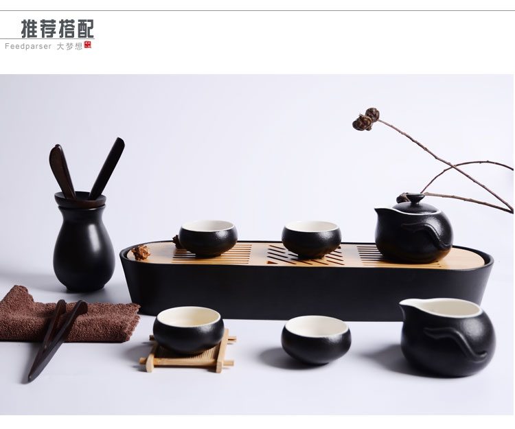 Tự nhiên Big Black Ceramic Kung Fu Tea Set Tea Cup Ấm trà Đặt hộ gia đình đơn giản Mini Piece Cup Master Cup bộ ấm chén uống trà cao cấp