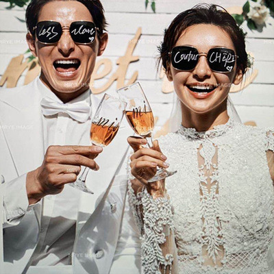 New Wedding Photography Props Studio Travel Photography Street Photography Props Couple Fashion Letter Glasses English Square Sunglasses