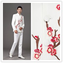 New mens Zhongshan dress green flower porcelain embroidered floras in suit Chinese wedding gown suit man