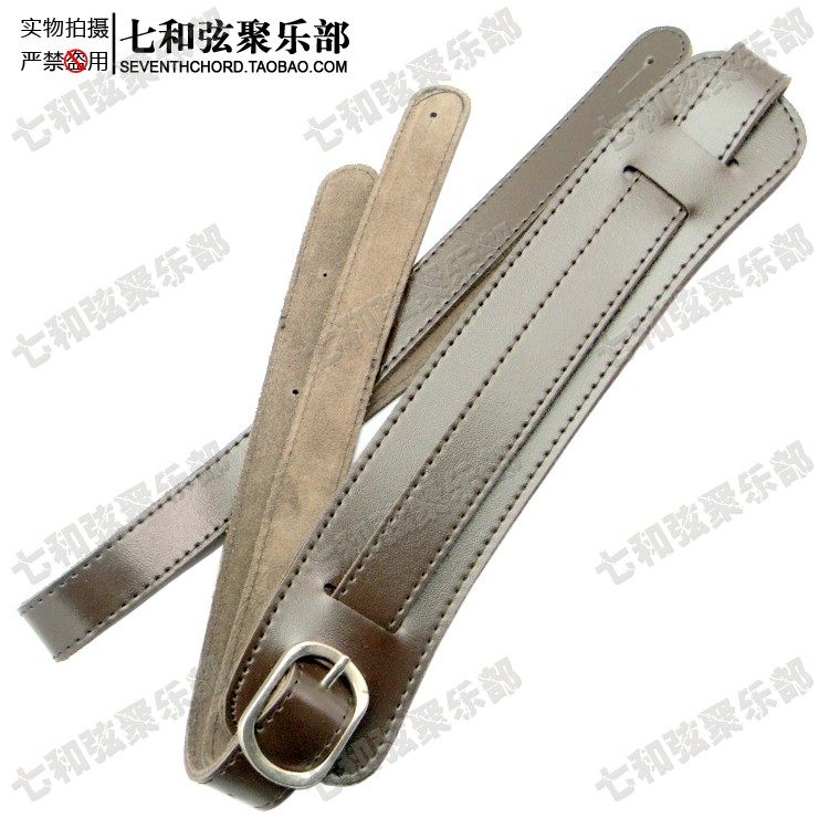 Leather guitar strap Electric guitar strap Electric bass strap Slash style strap small cushion shoulder strap brown and black