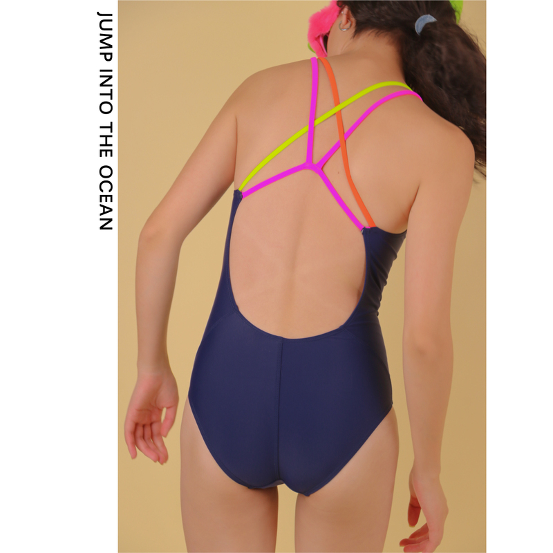 Jumpocean Blue Competitive One-Piece Swimsuit for Women, Professional Racing Swimming Training with Chest Pad, 2026 Spring