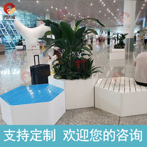 Shopping mall big flower box outdoor glass fiber reinforced plastic flowerpot seat combination Meichen hotel rest chair waiting area bench customization