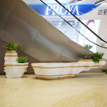 Shopping mall outdoor FRP flowerpot seat combination Meichen Custom Hotel rest chair waiting area seat stool flower box