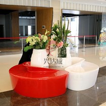 Shopping mall outdoor stool waiting area rest chair beautiful Chen custom glass fiber reinforced plastic leisure seat tree pool back chair seat bench