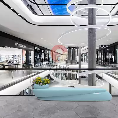 Outdoor stool Shopping mall fiberglass rest seat Flower pot combination backrest chair stool Meichen waiting area rest chair